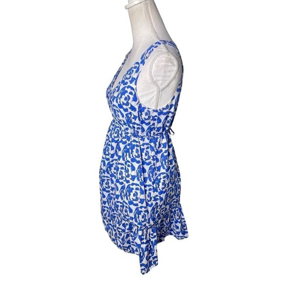 Thakoon Collective Printed Ruffle Dress Blue Womens Size 6 - Picture 7 of 12